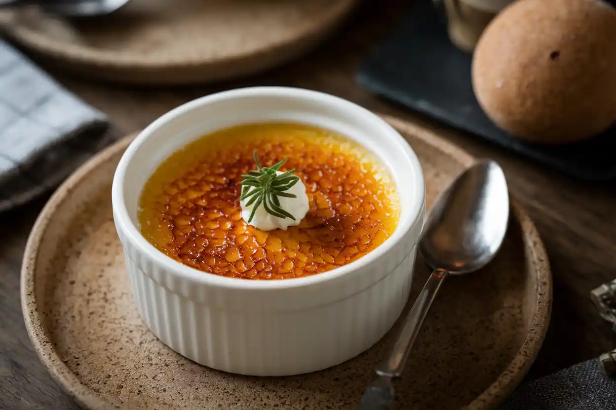 Crème brûlée with caramelized topping