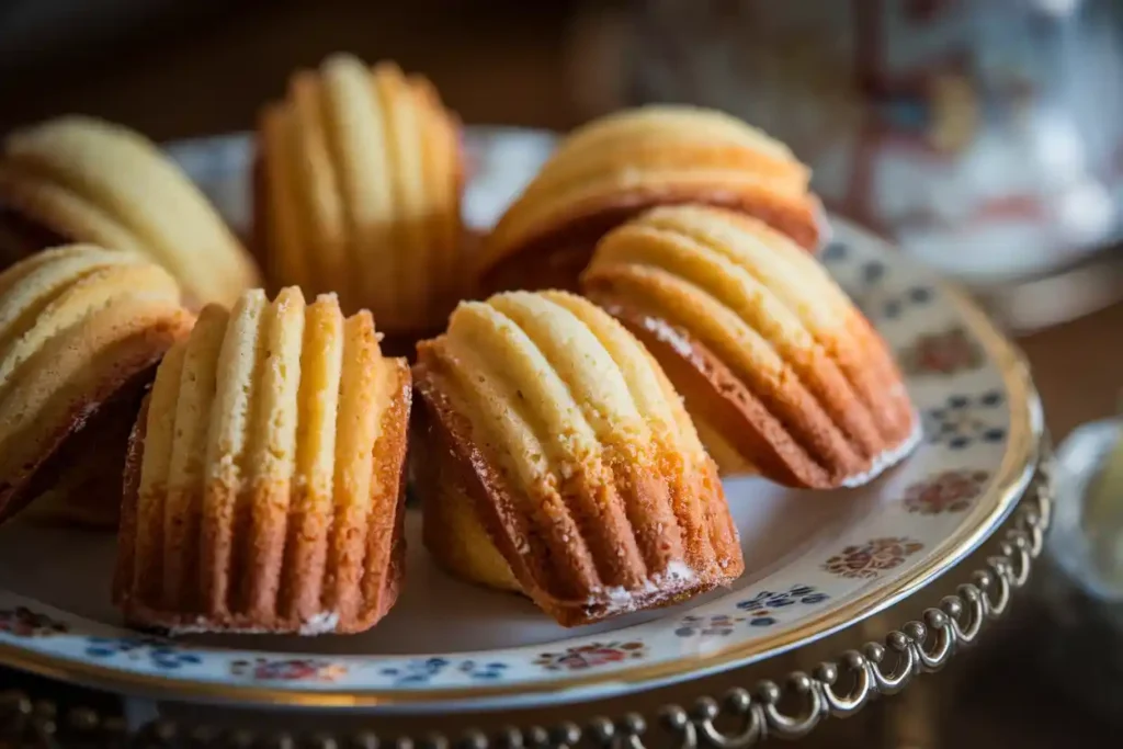 Moist madeleines on a plate