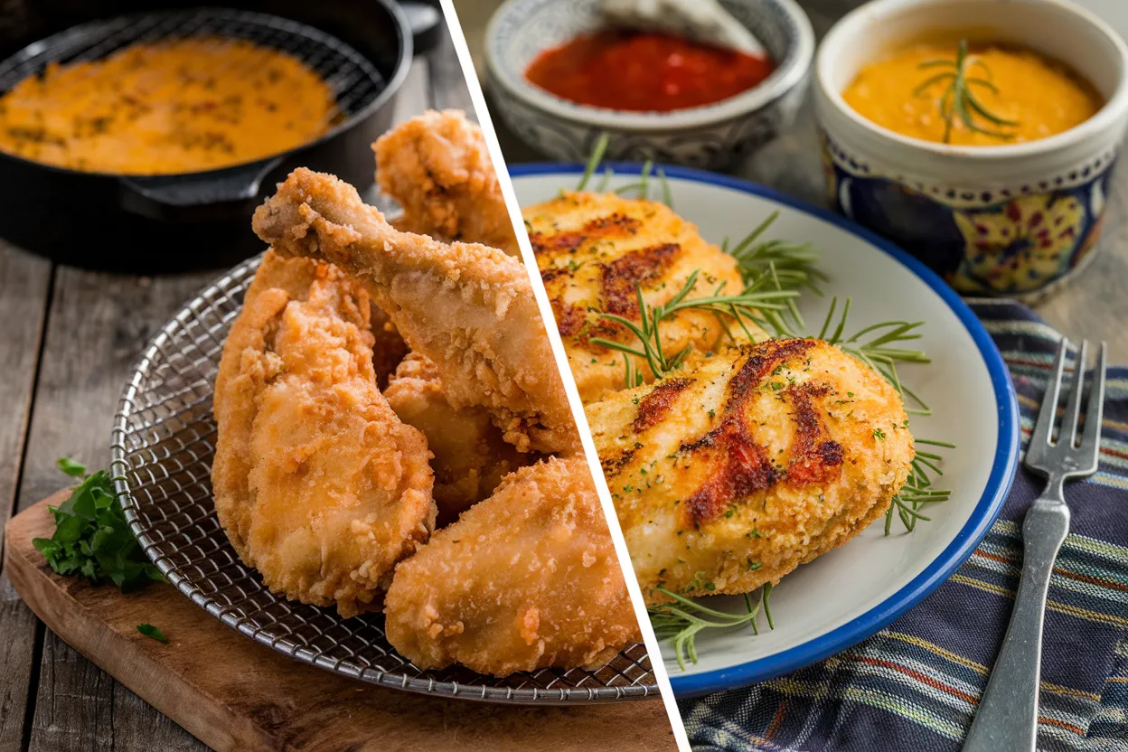 Breaded chicken frying vs baking