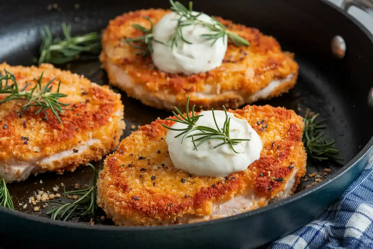 Breaded chicken cutlets close-up