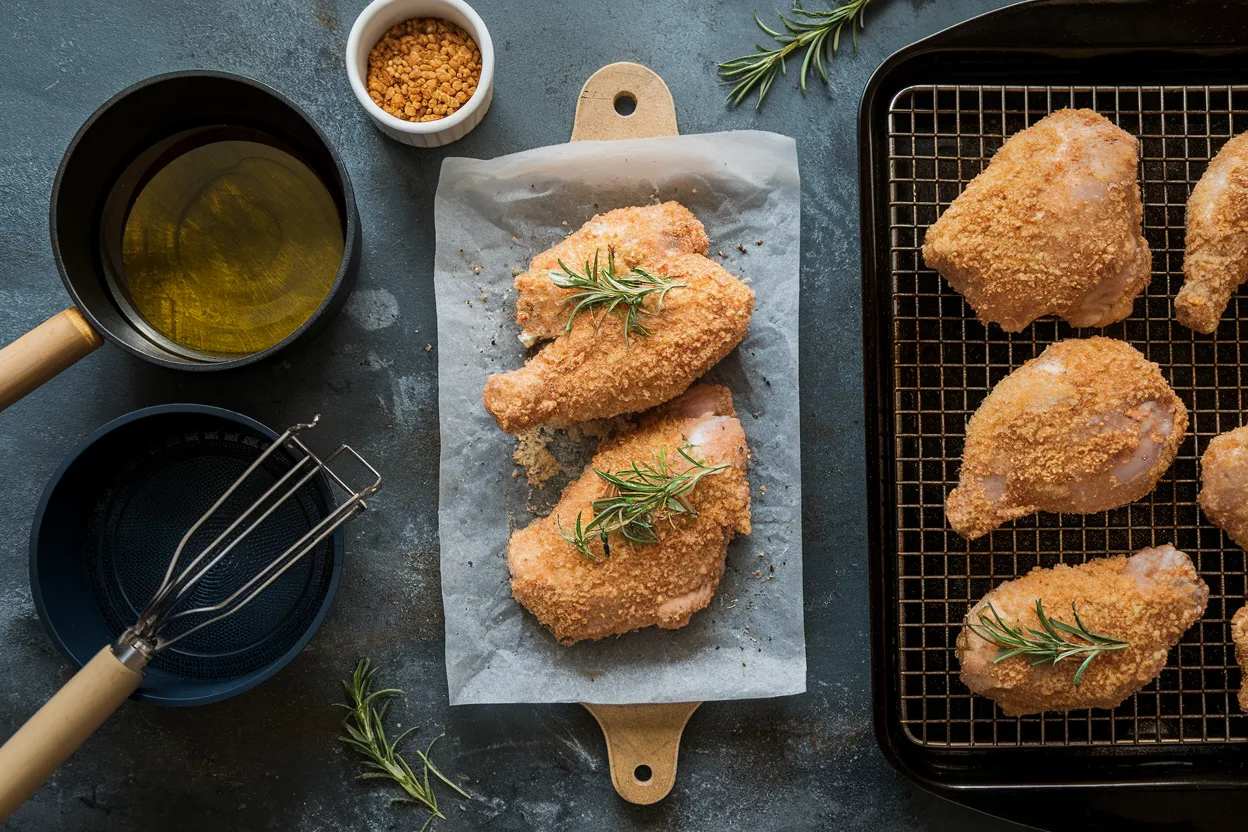 Breaded chicken cooking methods