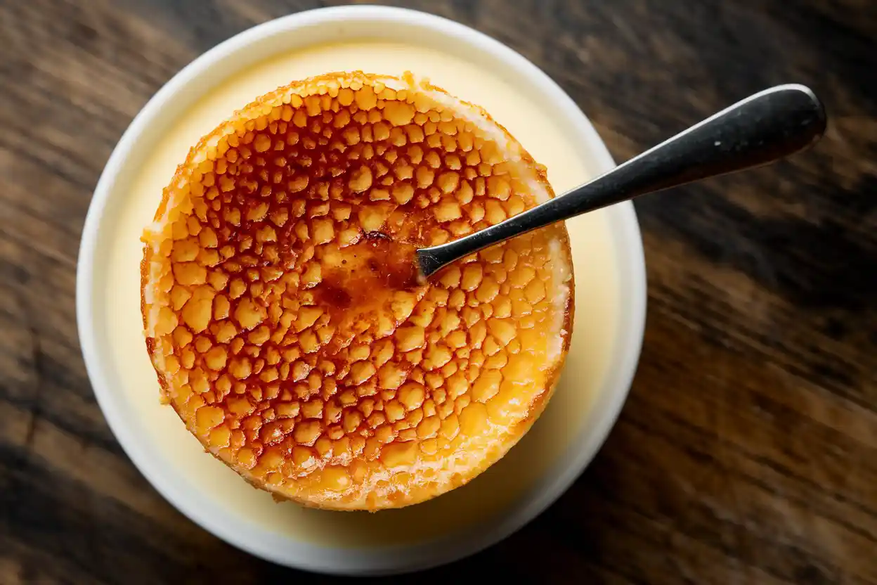 Crème brûlée with caramel topping