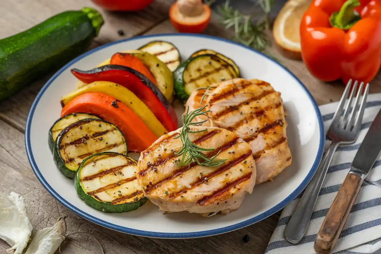 Grilled chicken with roasted vegetables