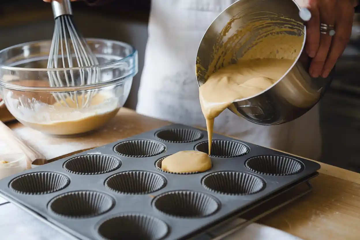 Home baker preparing madeleine batter	