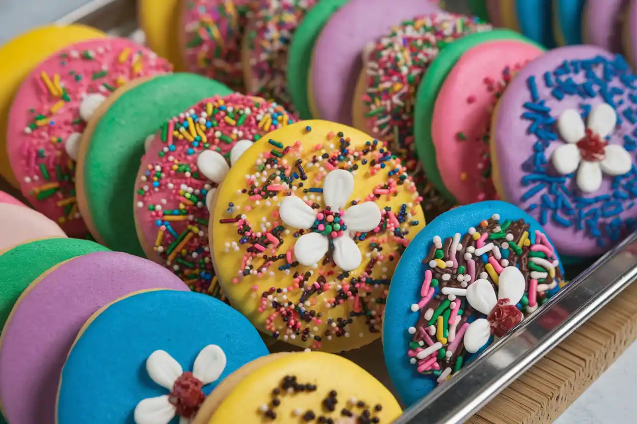 Colorful cookies with vibrant ingredients