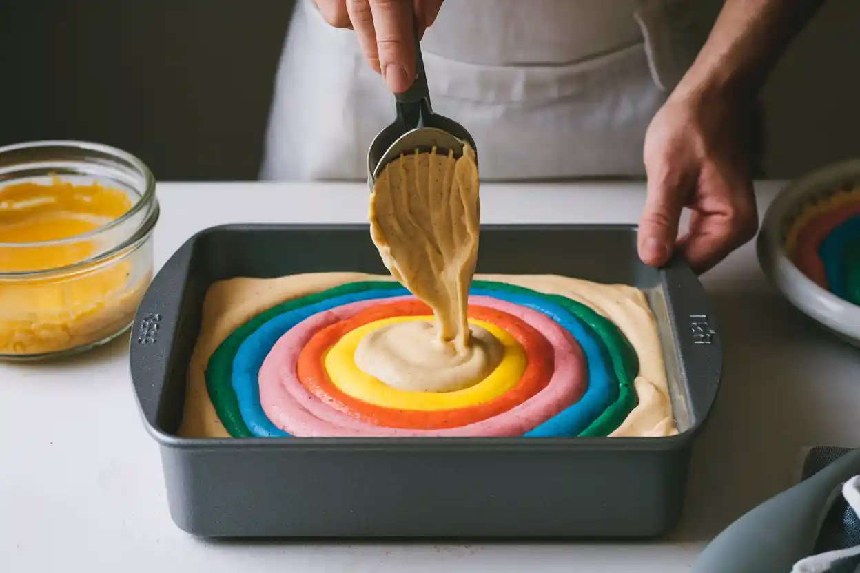 Making traditional rainbow cookies