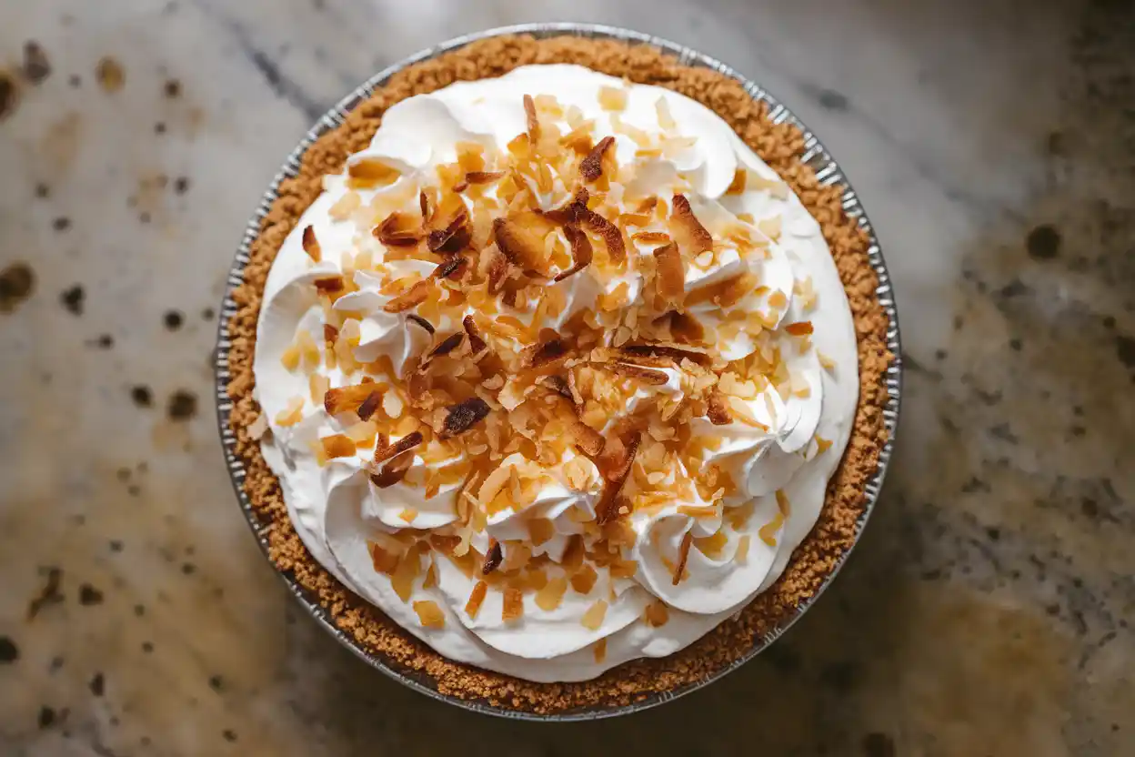 Coconut cream pie with whipped topping