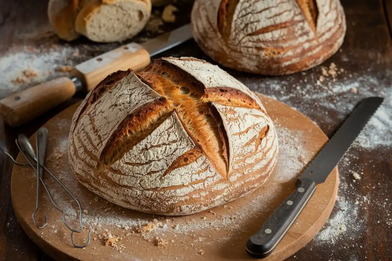 Fresh artisan bread made with bread flour