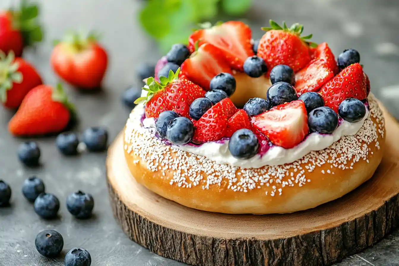 Blueberry bagel with toppings