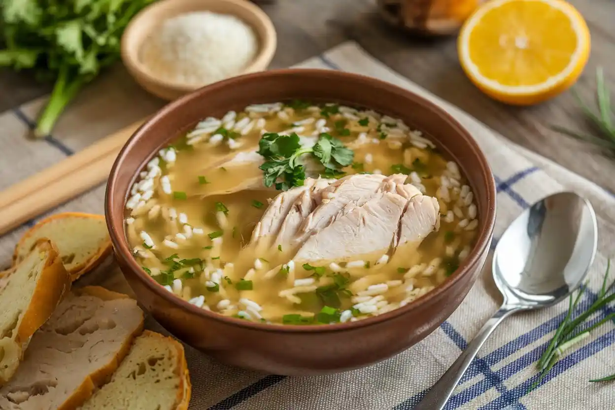 Perfectly cooked rice in soup