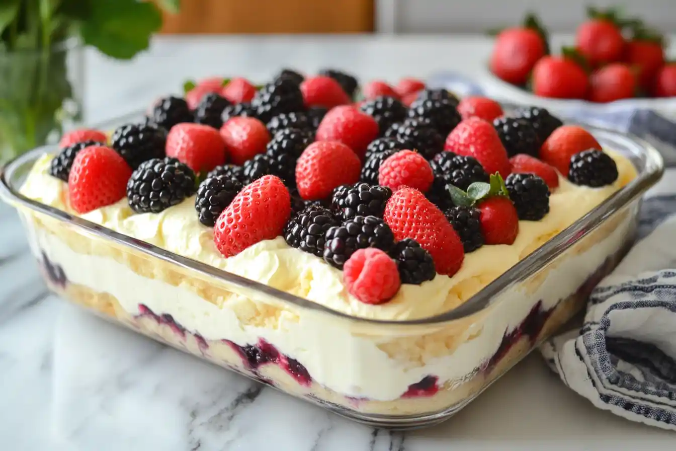 Cream cheese and white chocolate pudding dessert