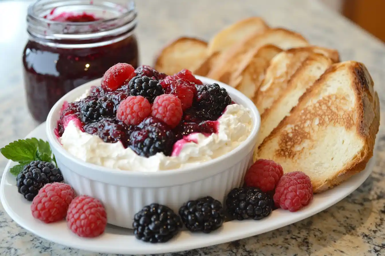 Mixing cream cheese with fruits and jams