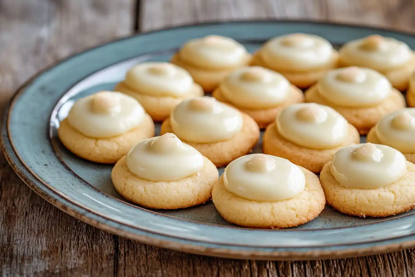 White chocolate cream cheese thumbprint cookies