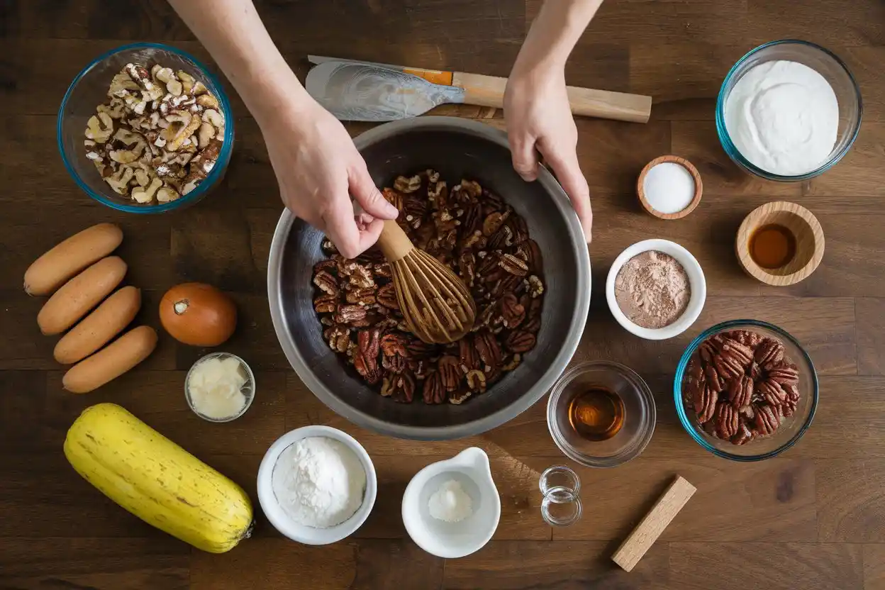 Pecan pie being prepared at home