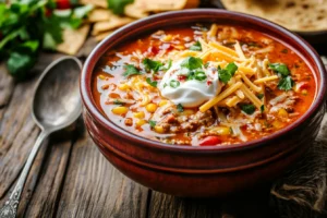 Cowboy Taco Soup in a Bowl