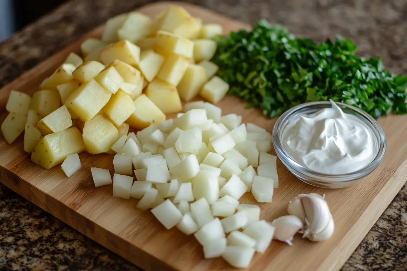 Rustic potato soup ingredients