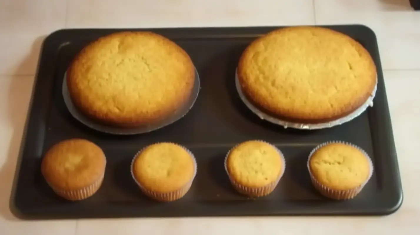 Golden brown cake cooling on a wire rack 