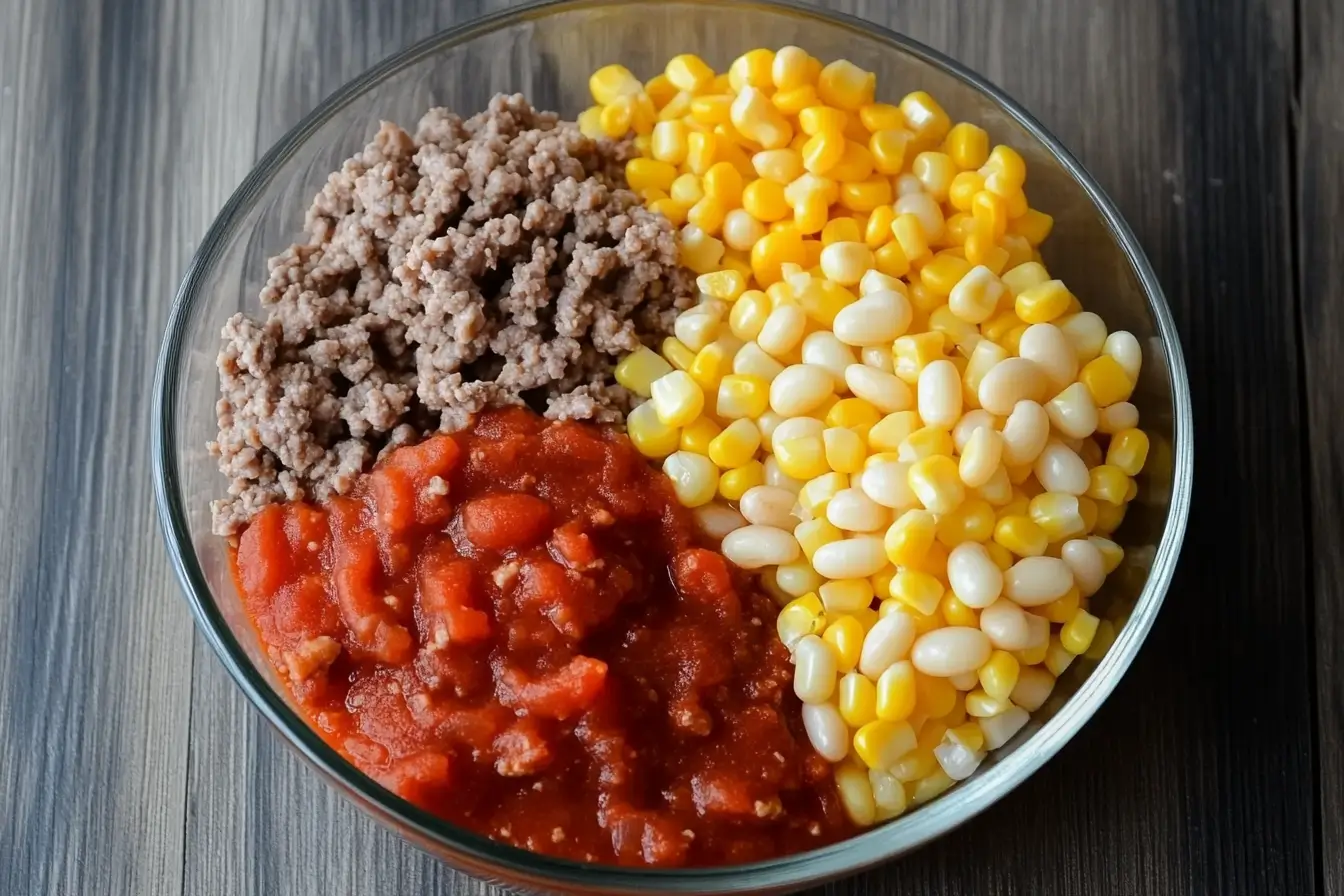 Taco soup ingredients with Rotel