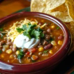 6-ingredient taco soup in a bowl