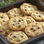 Disney chocolate chip cookies on a baking tray