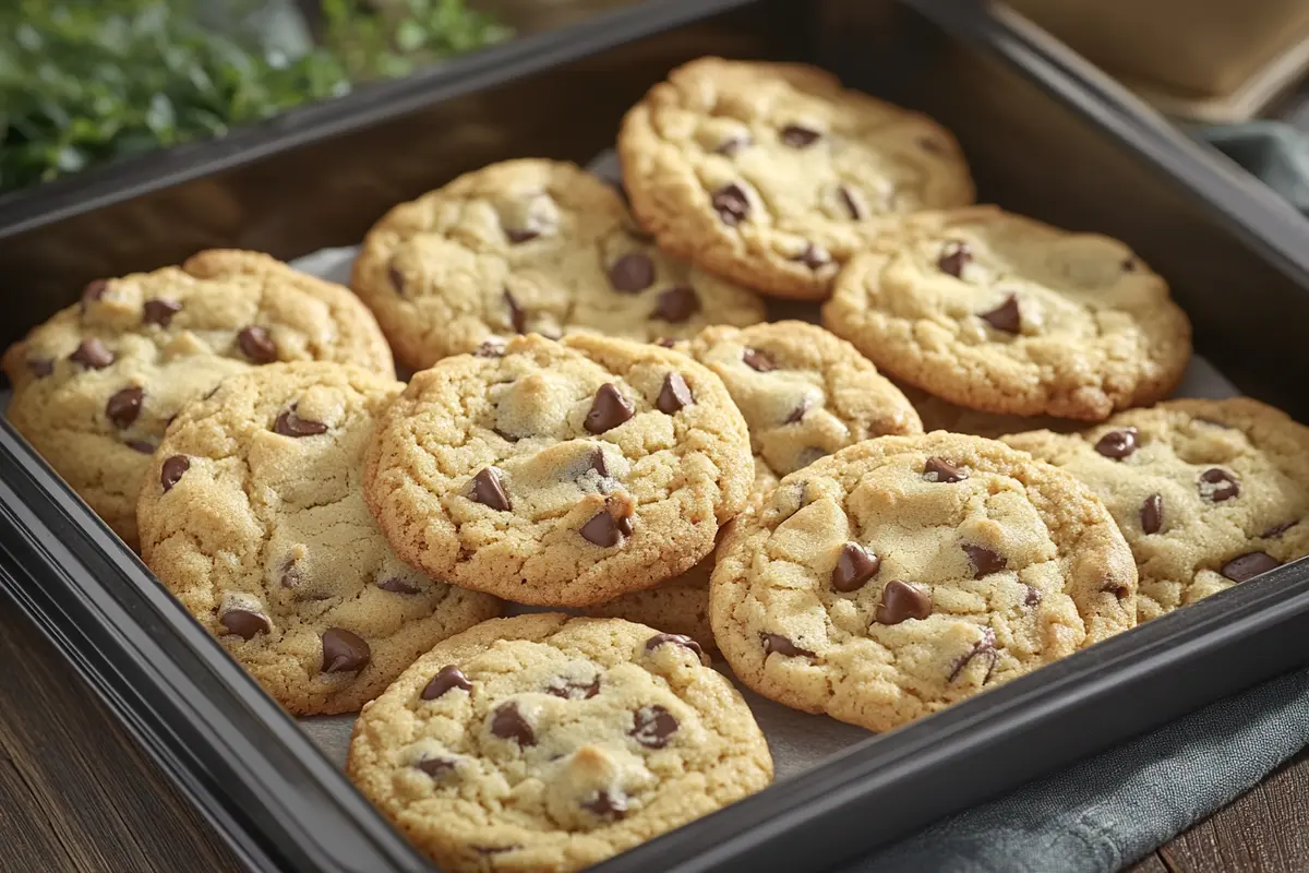 Disney chocolate chip cookies on a baking tray