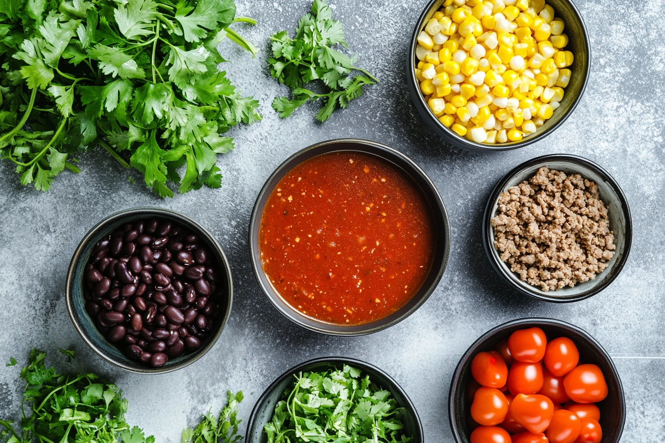 Taco Soup Ingredients Flat Lay