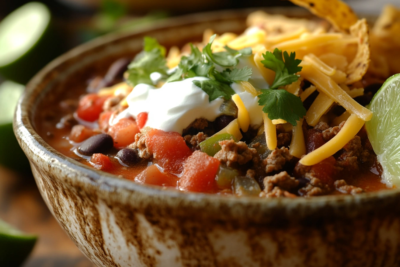 Kraft Taco Soup in a bowl