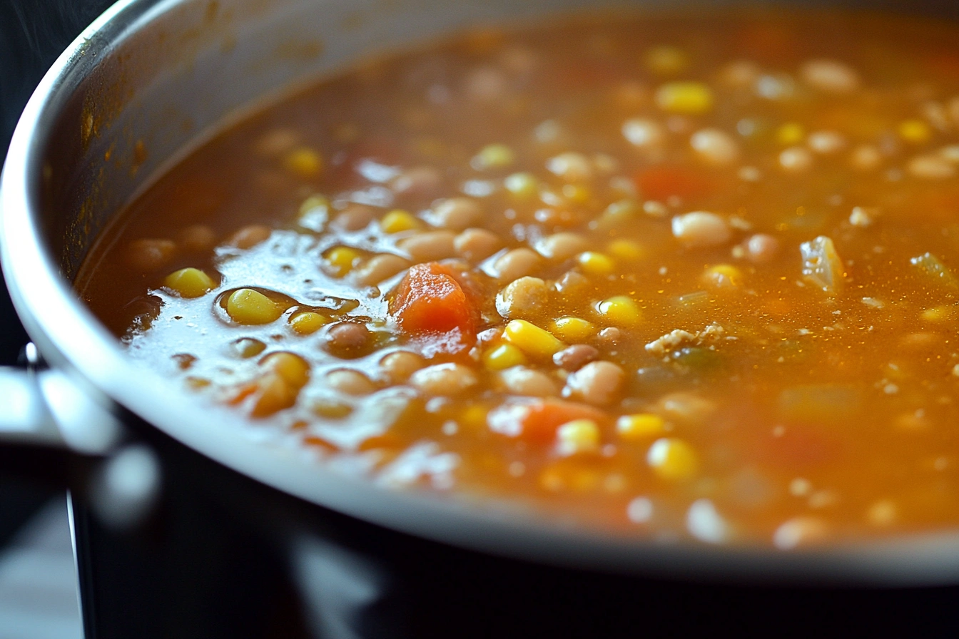 simmering taco soup in a pot