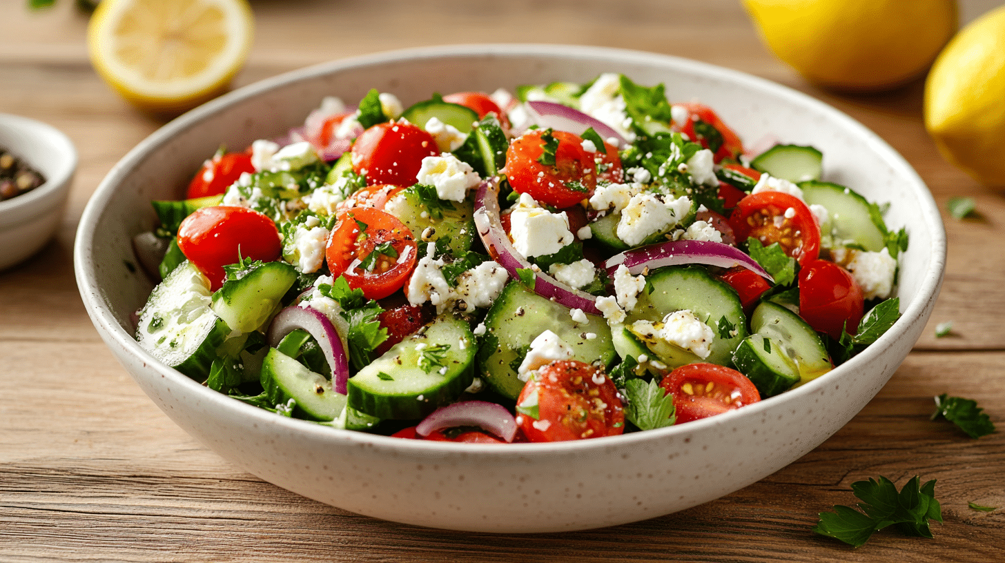 Mediterranean cucumber-feta salad for natural Zepbound recipes for weight loss