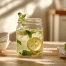pumpkin seed weight loss drink recipe in glass jar with lemon and mint